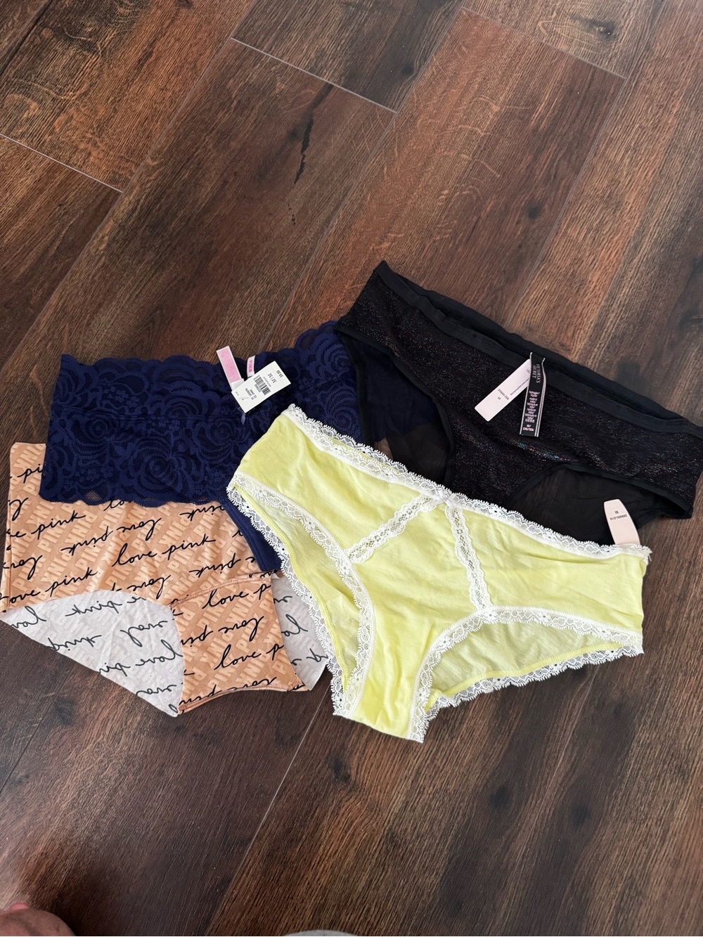 Victoria's Secret Women's Multi-Color Panty Set (Yellow, Navy, Black, Peach)